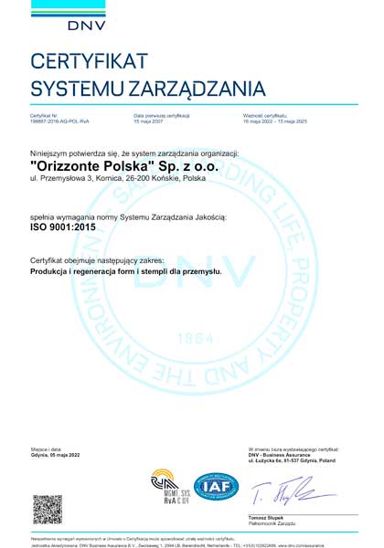 Certyfikat ISO 9001